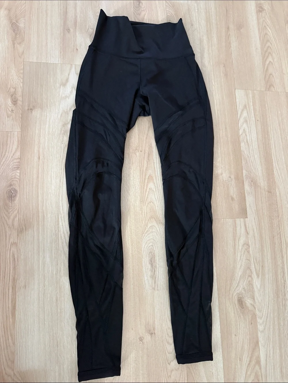 lululemon athletica Black High-Waist Leggings with Mesh Panels